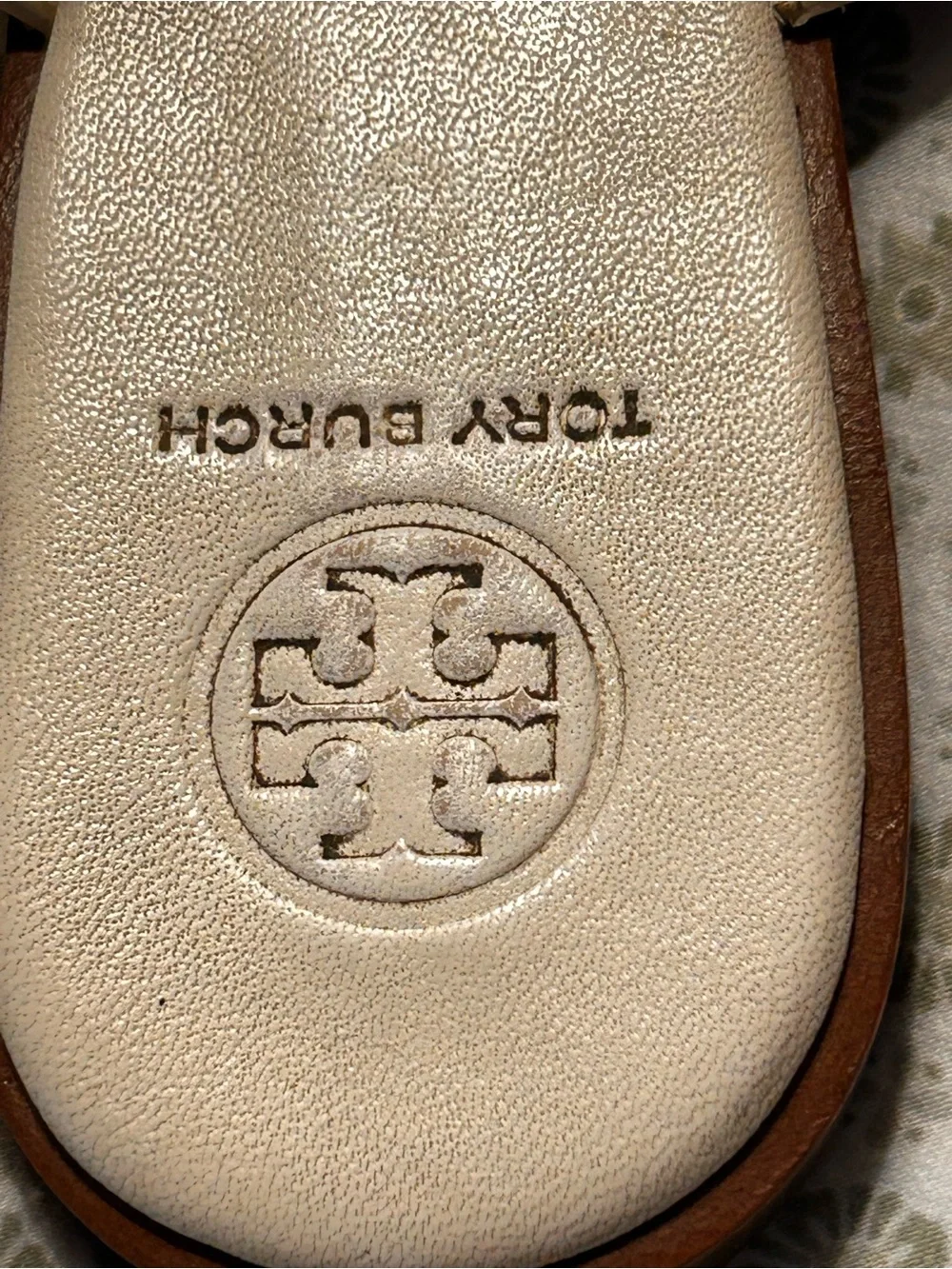 Tory Burch Jamie Dulce De Leche Leather Logo Thong Slide Sandals Women 7M